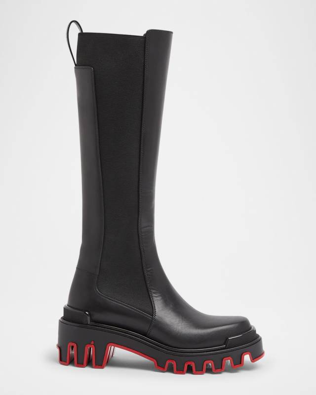Dune Leather Red Sole Knee Boots